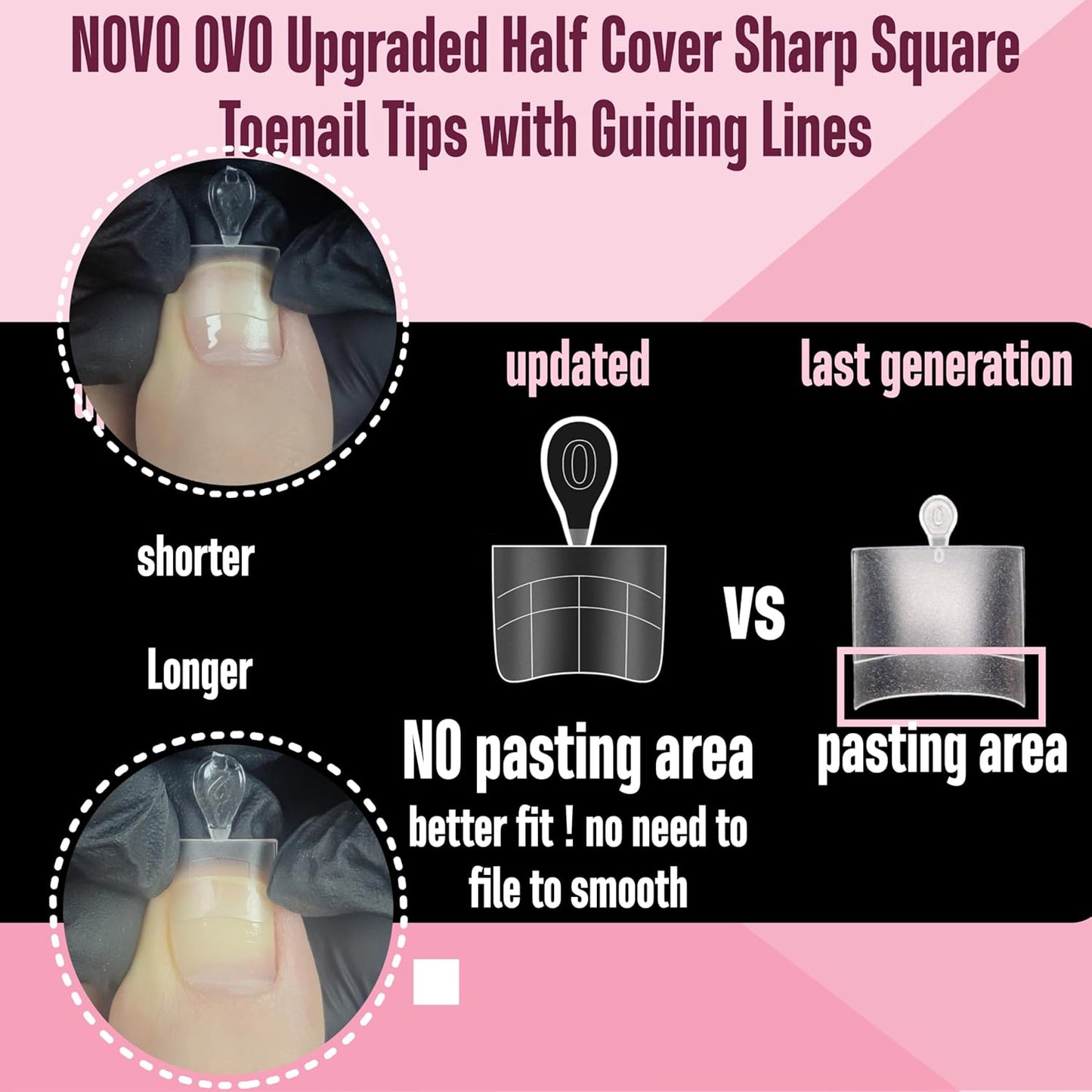 Square Toe Nail Tips Half Cover Meidum