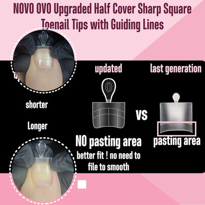 Square Toe Nail Tips Half Cover Meidum