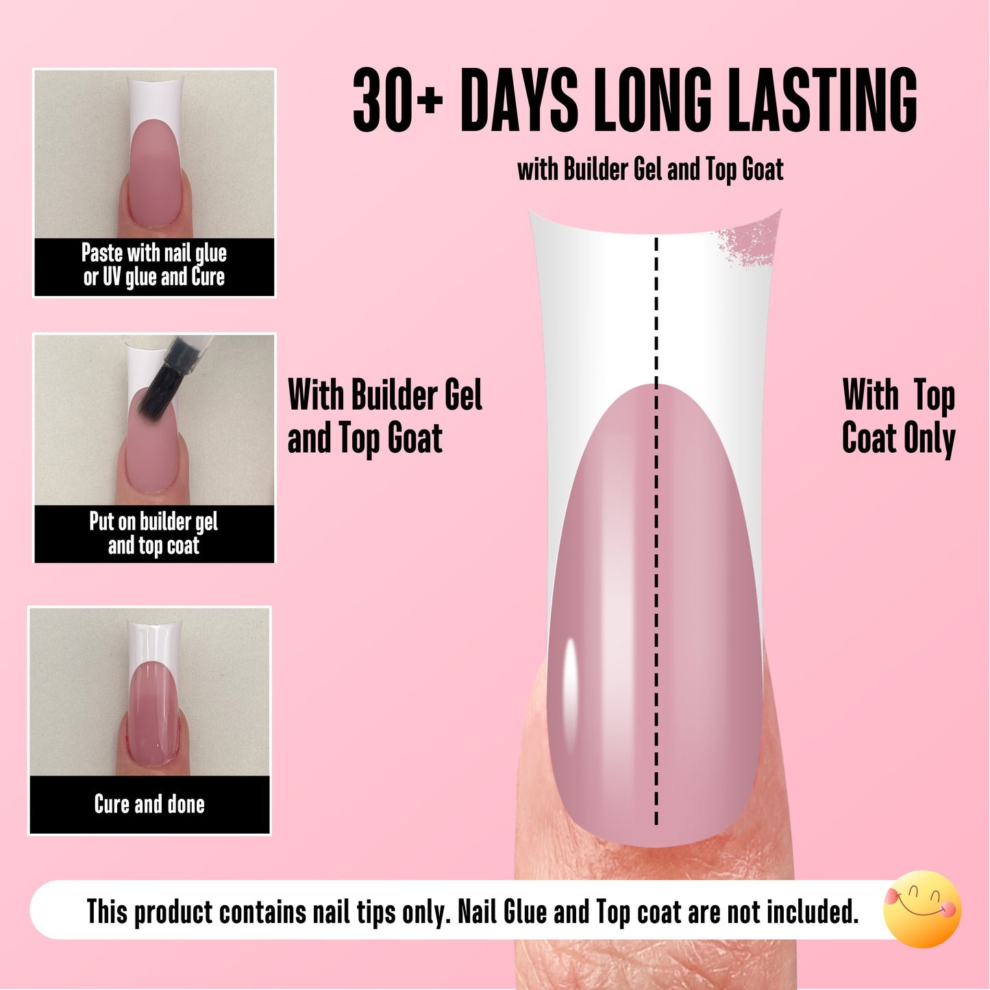 Long XL Sculpted White French Tip Duck Nail Tips