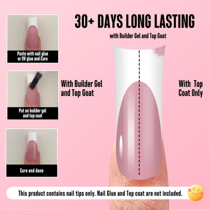 Long XL Sculpted White French Tip Duck Nail Tips