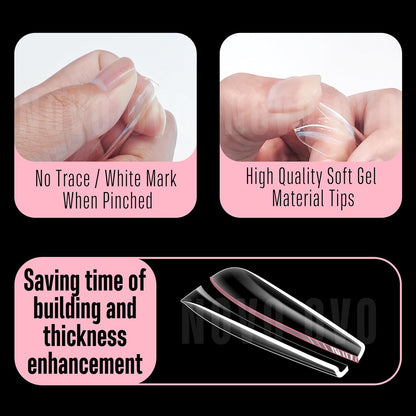 L Natural Thick Coffin Nail Tips