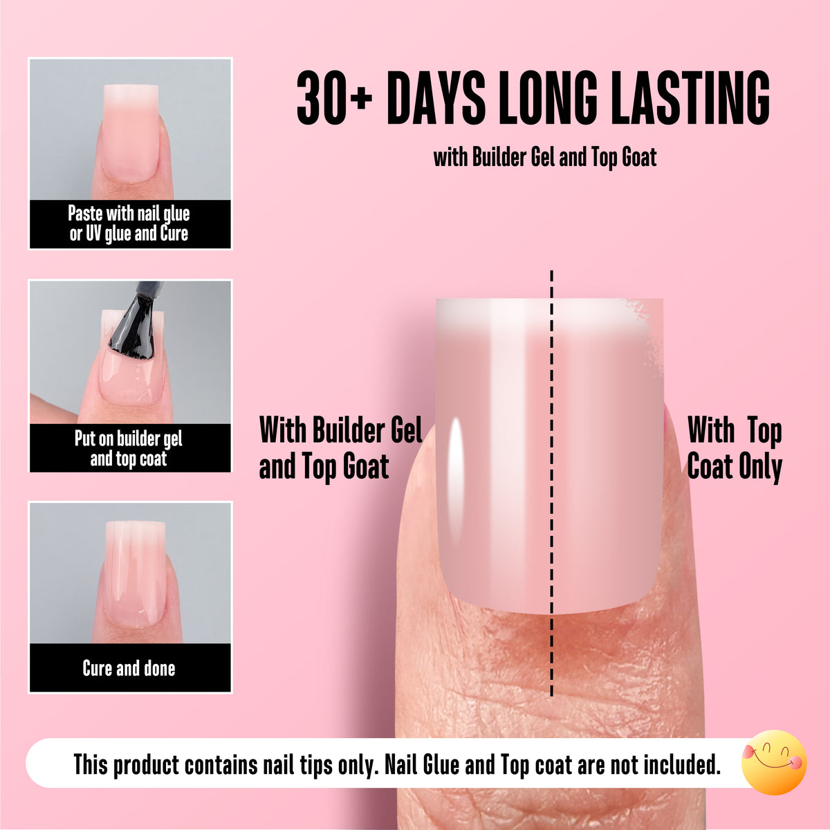 Short Sharp Square White Soft French Tip Ombre Nail Tips Baby Pink 240