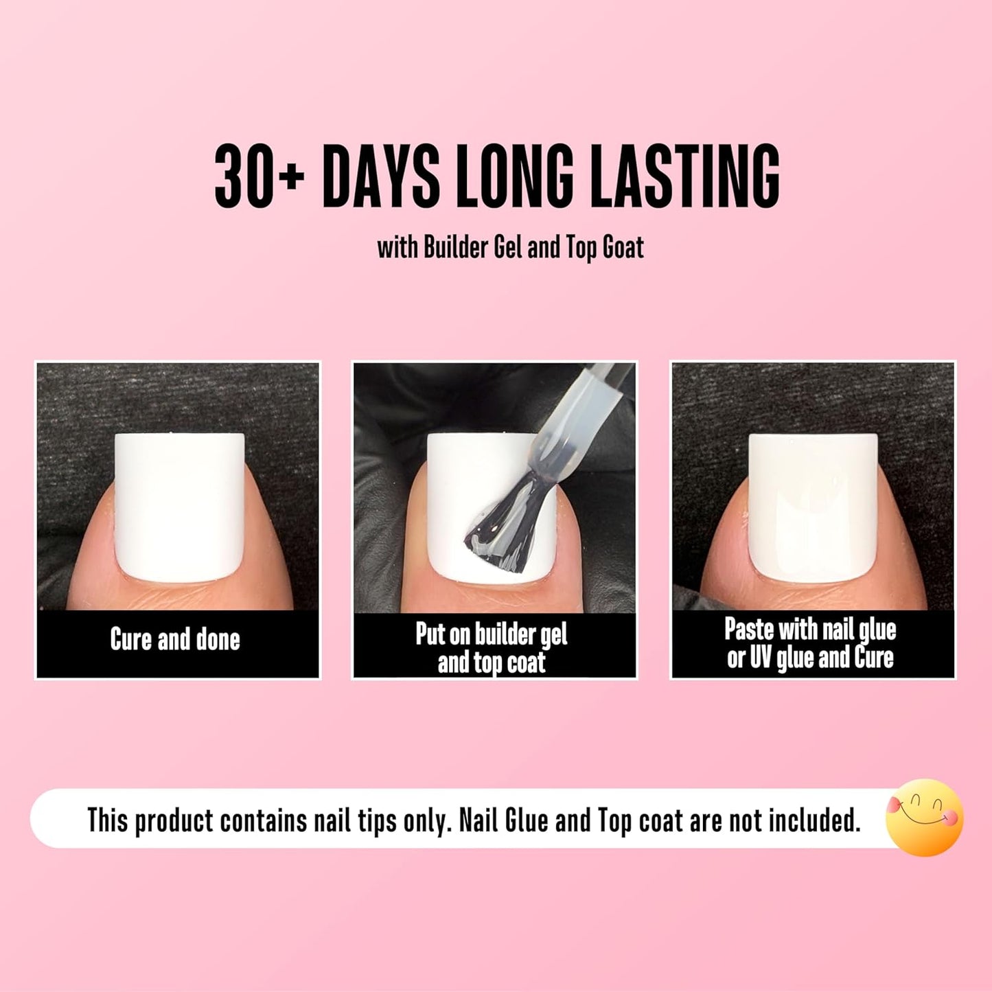 Sharp Square Pure Color Toe Nail Tips Milky White 240