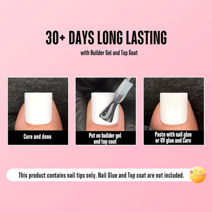 Sharp Square Pure Color Toe Nail Tips Milky White 240