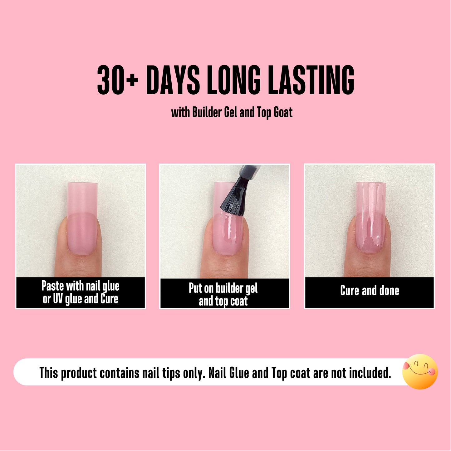 Meidum Sharp Square Pure Color Nail Tips Berry Pink 180