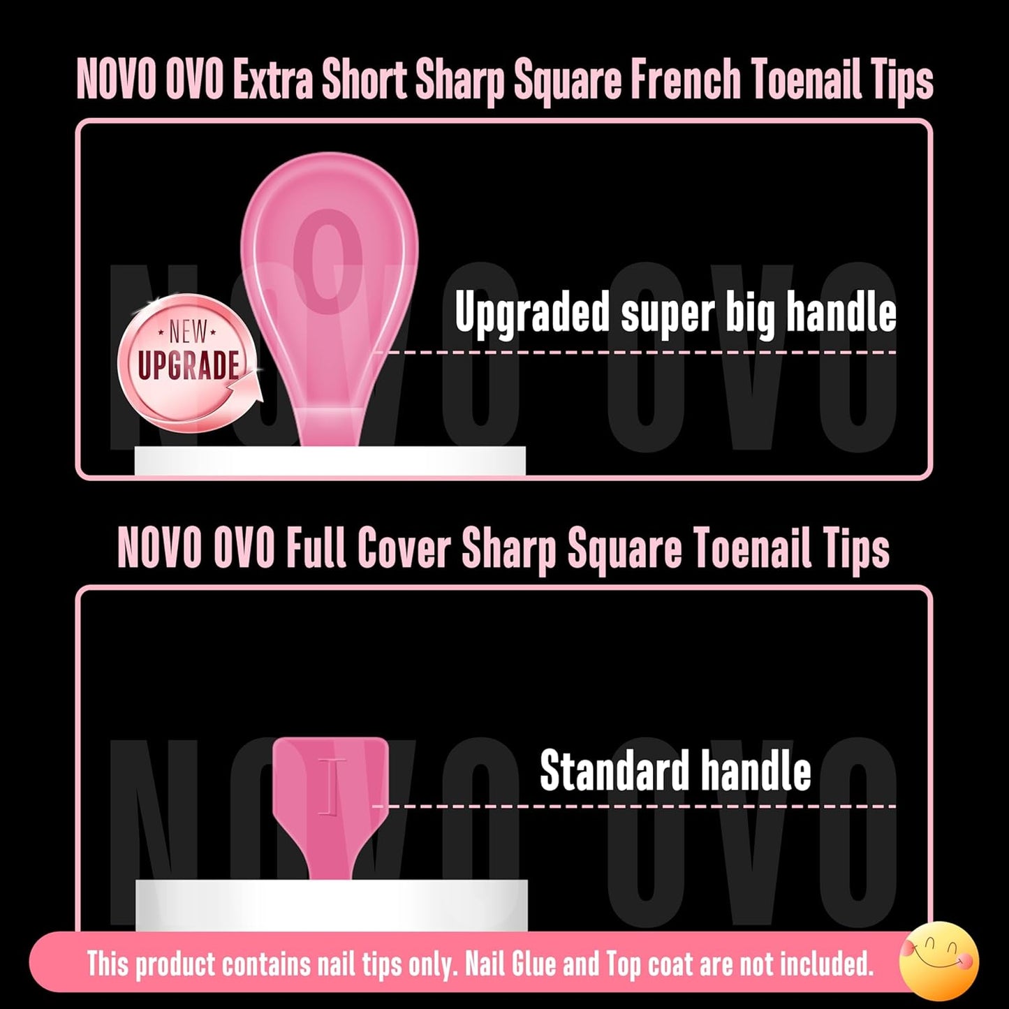 Extra Short Sharp Square Toe Nail Tips White French Tip Rose Pink