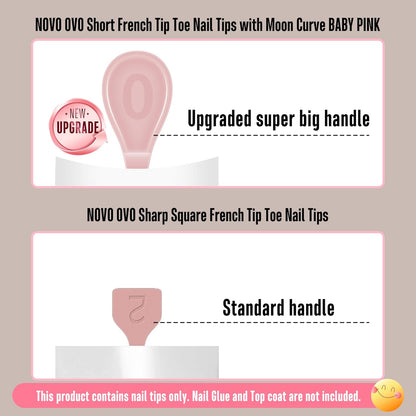 Halloween Short Sharp Square Toe Nail Tips With Moon Curve White French Tip Baby Pink