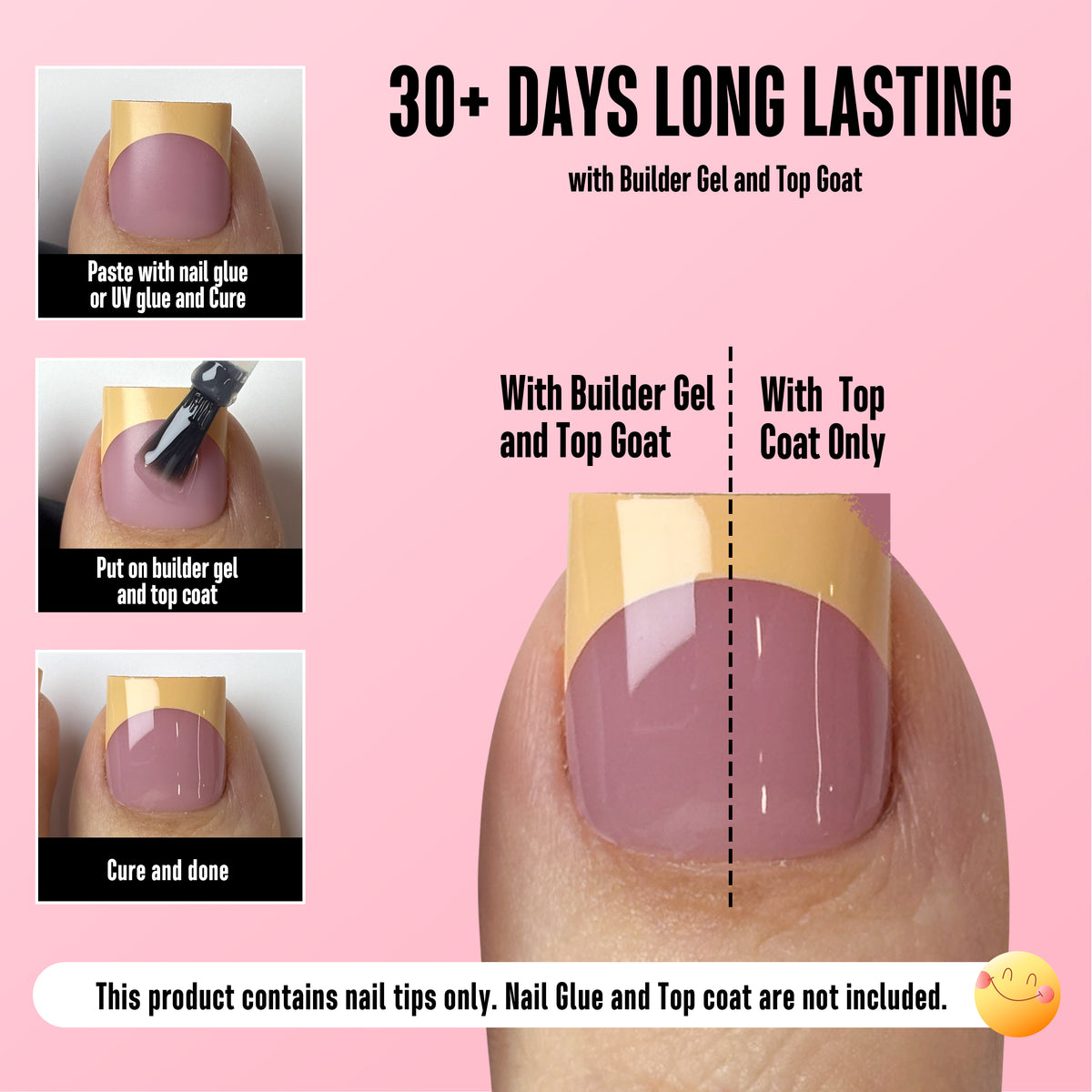 Butter Yellow French Tip and Pure Color Mix Toe Nail Tips 180
