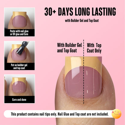 Butter Yellow French Tip and Pure Color Mix Toe Nail Tips 180