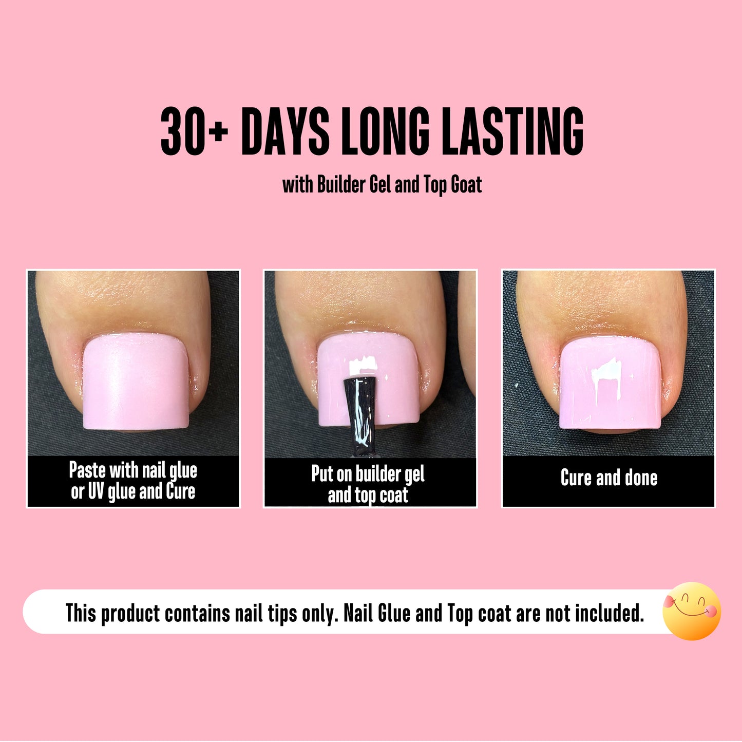 Short Sharp Square Pure Color Toe Nail Tips Pink