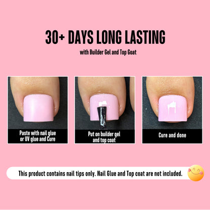 Short Sharp Square Pure Color Toe Nail Tips Pink