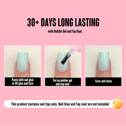 Short Sharp Square Nail Tips Macaron Mix
