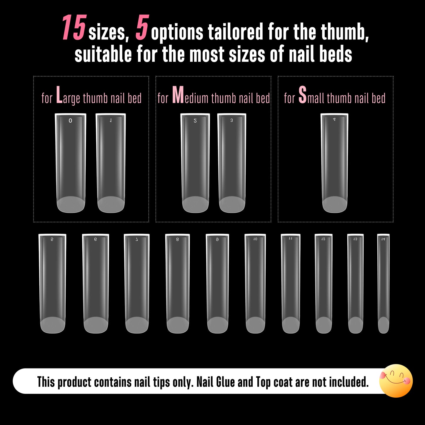 XXL Sharp Square Nail Tips Clear 240