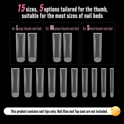 XXL Sharp Square Nail Tips Clear 240