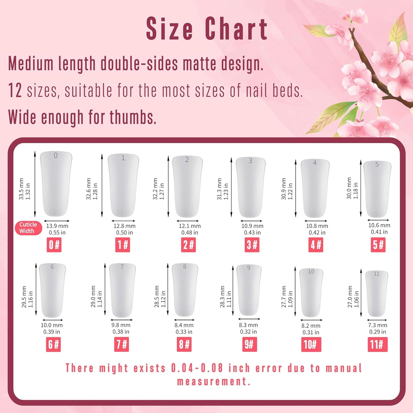 Long Duck Nail Tips Pre-Etched 12 Sizes 120 Pcs