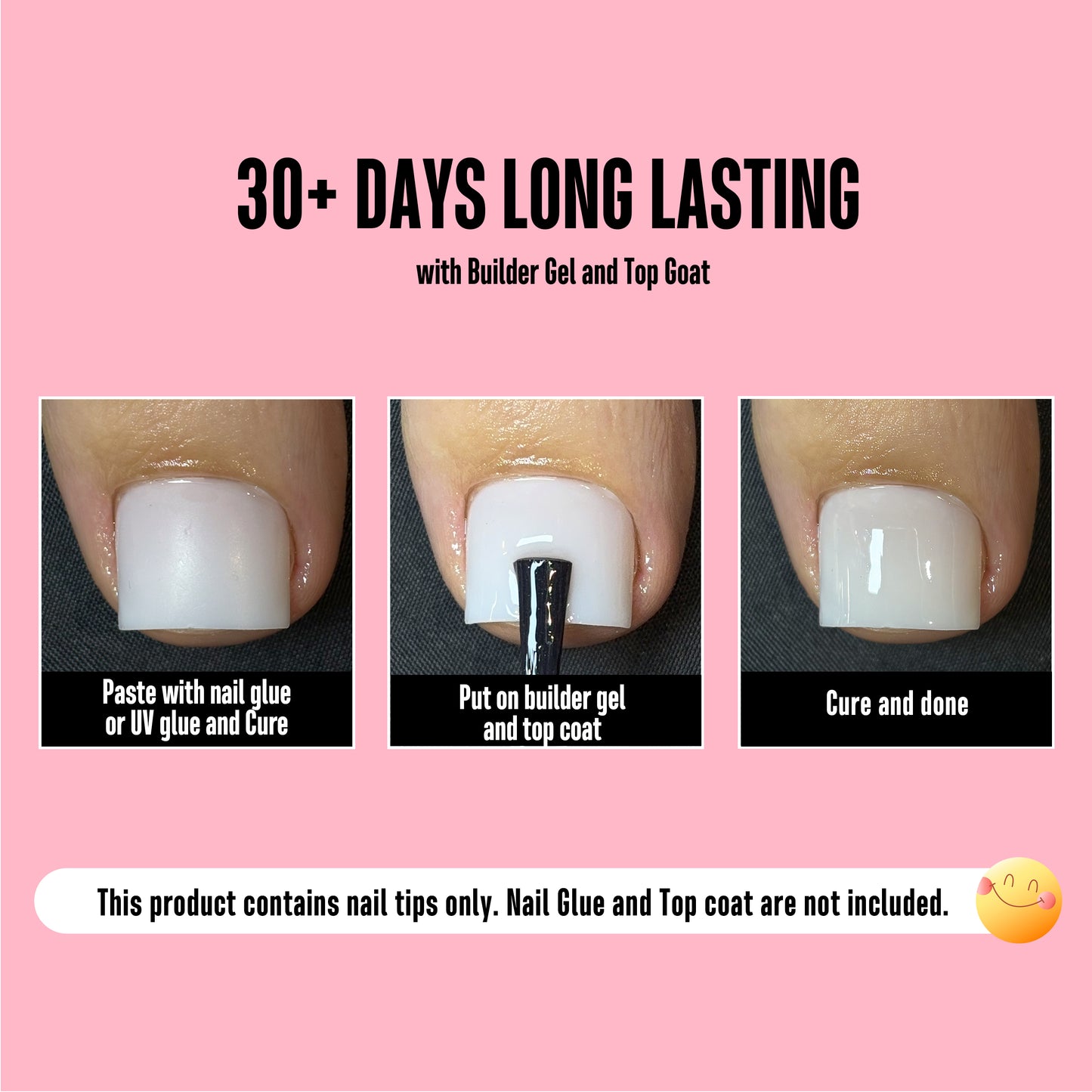 Short Sharp Square Pure Color Toe Nail Tips MILKY WHITE 224
