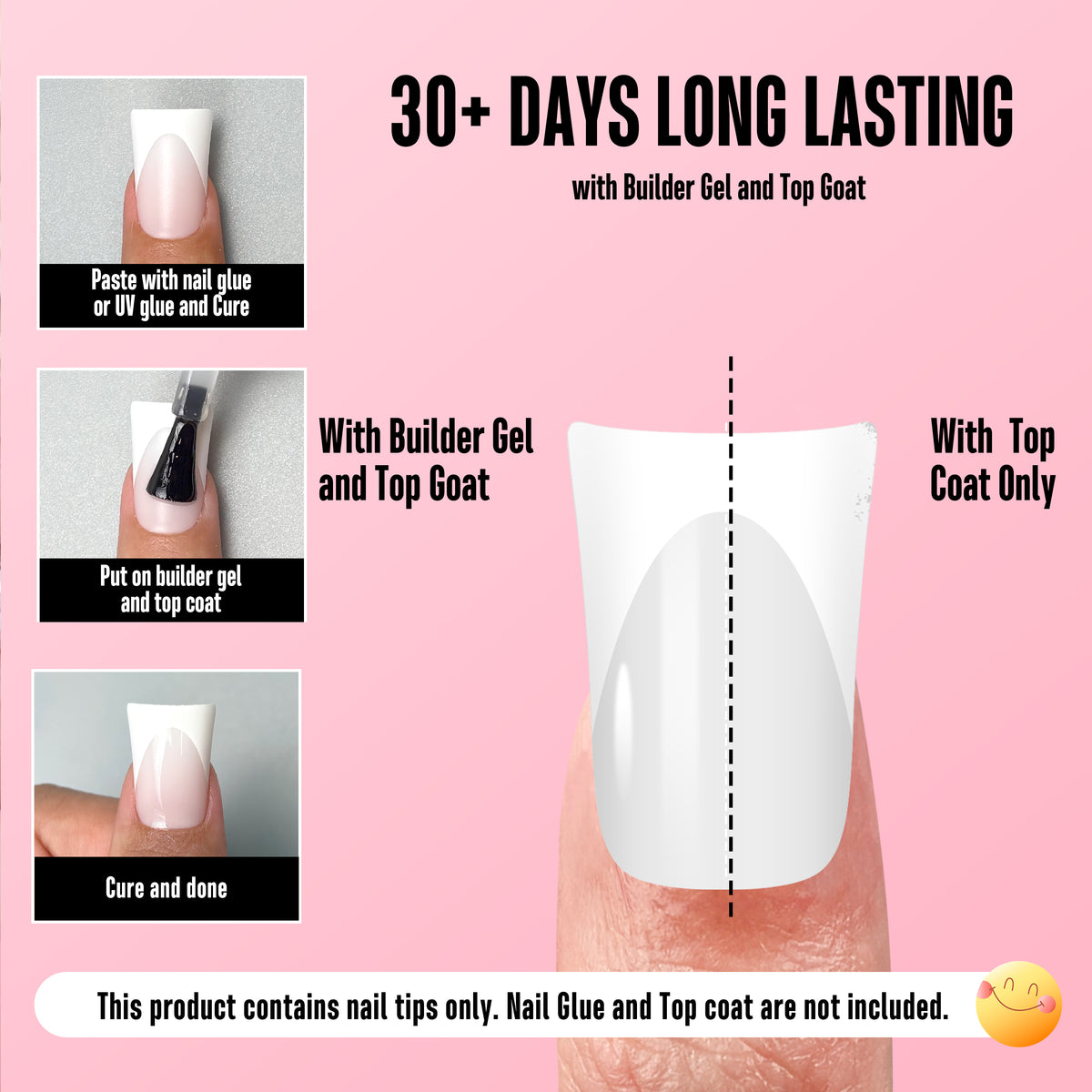 Short Duck Nails White French Tip Milky White 240