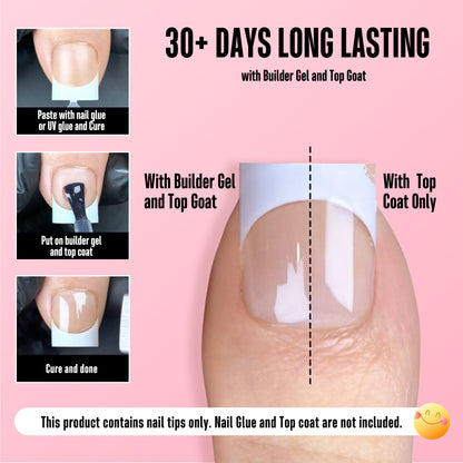 Sharp Square Toe Nails Clear with White French Tip Line