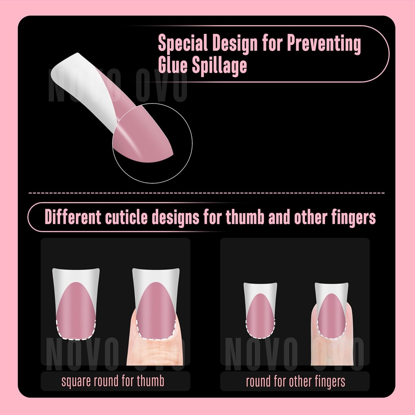 Duck Nails French Tip Berry Pink 12 Sizes 240 Pcs