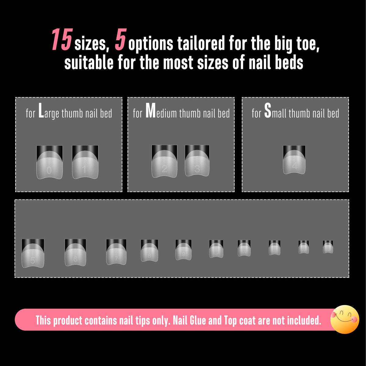 Half Cover Short Square Black French Tip Nail Tips 224