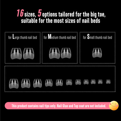 Half Cover Short Coffin Clear Nail Tips 224