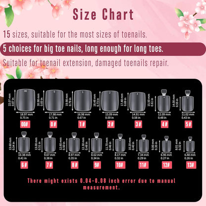 Square Long Toe Nails Clear Matte