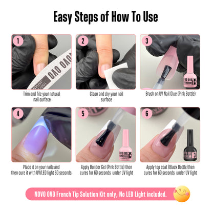 French Tips Solution_UV Nail Glue Builder Gel Top Coat Kit