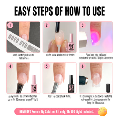 UV nail glue (as builder gel)cat eye top coat kit