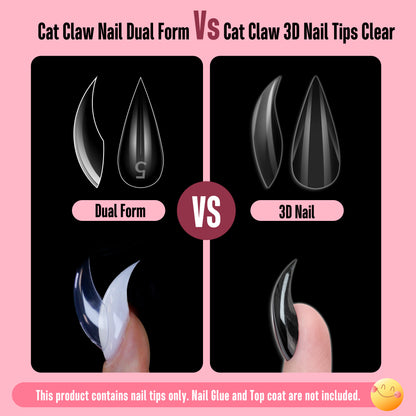 Cat Claw Short Curved Stiletto 3D Nail Tips Black 128