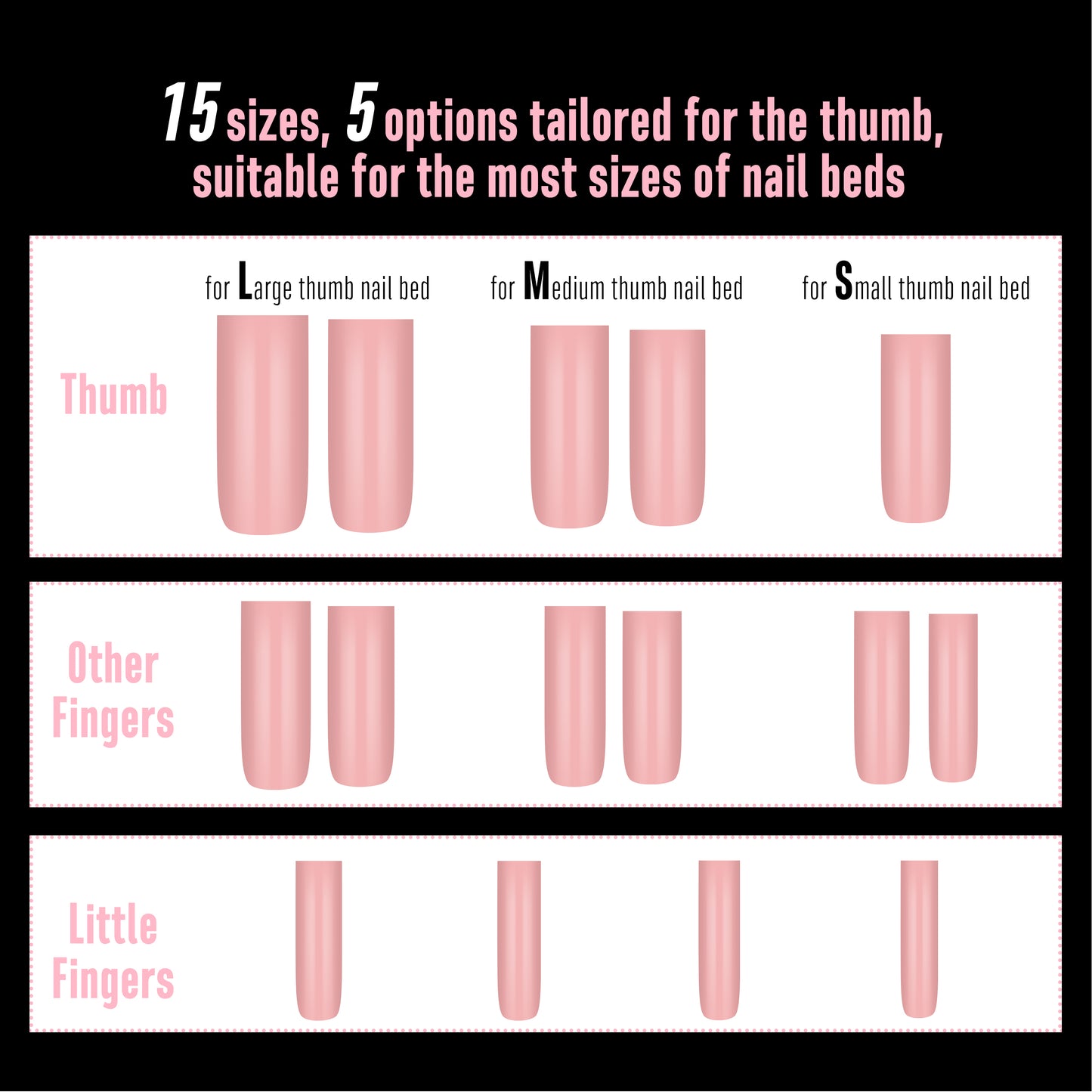 Long Sharp Square Pure Color Nail Tips Baby Pink 180