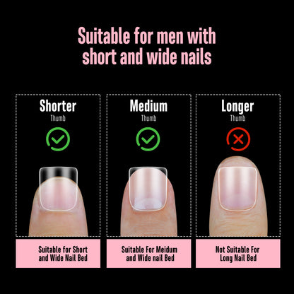 Nail Tips for Men Short Square Round