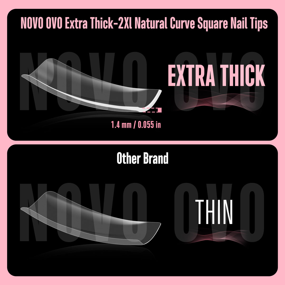 XXL Shape Square Slight Curved Nail Tips No C Curve 240pcs