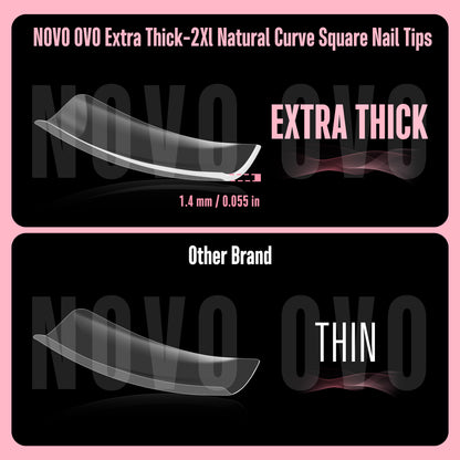 XXL Shape Square Slight Curved Nail Tips No C Curve 240pcs