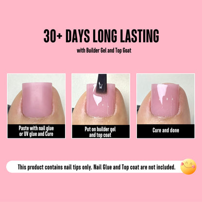 Sharp Square Pure Color Toe Nail Tips Berry Pink 240