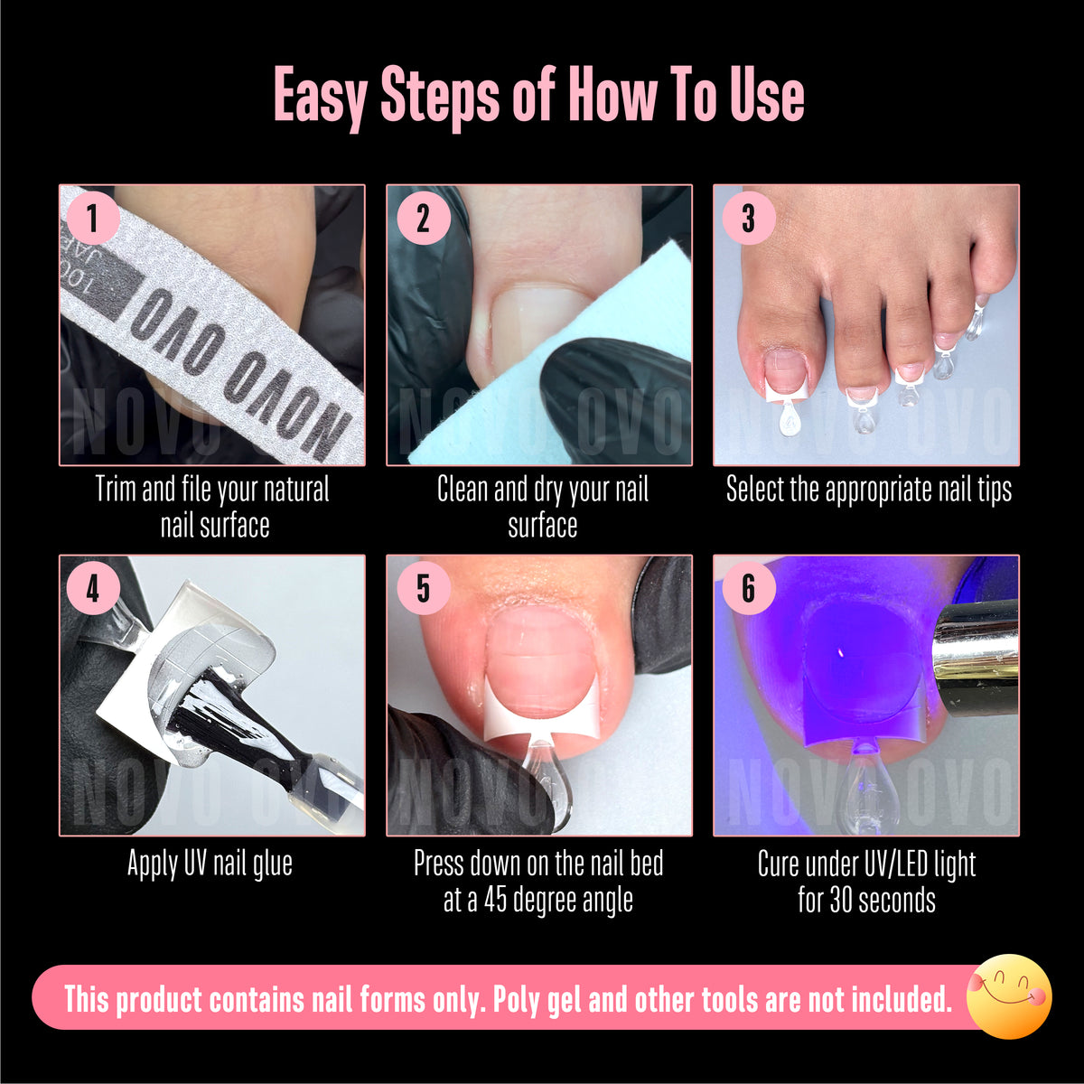 Half Cover Toe Nail Tips Deep Curve White French Tip