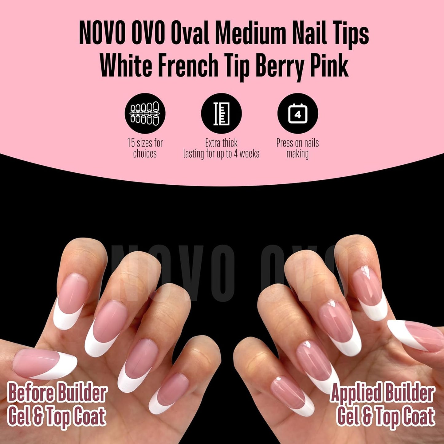 Medium Oval White French Tip BERRY PINK