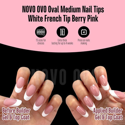 Medium Oval White French Tip BERRY PINK