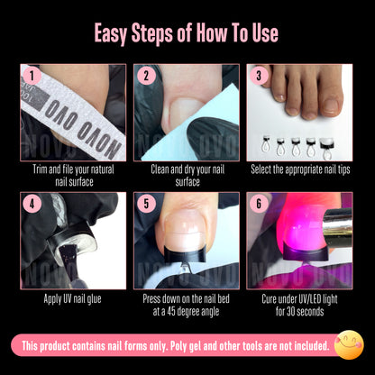 Half Cover Toe Nail Tips Black French Tip