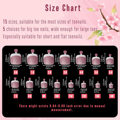 French Tip Toenails Berry Pink 15 Sizes 360 Pcs