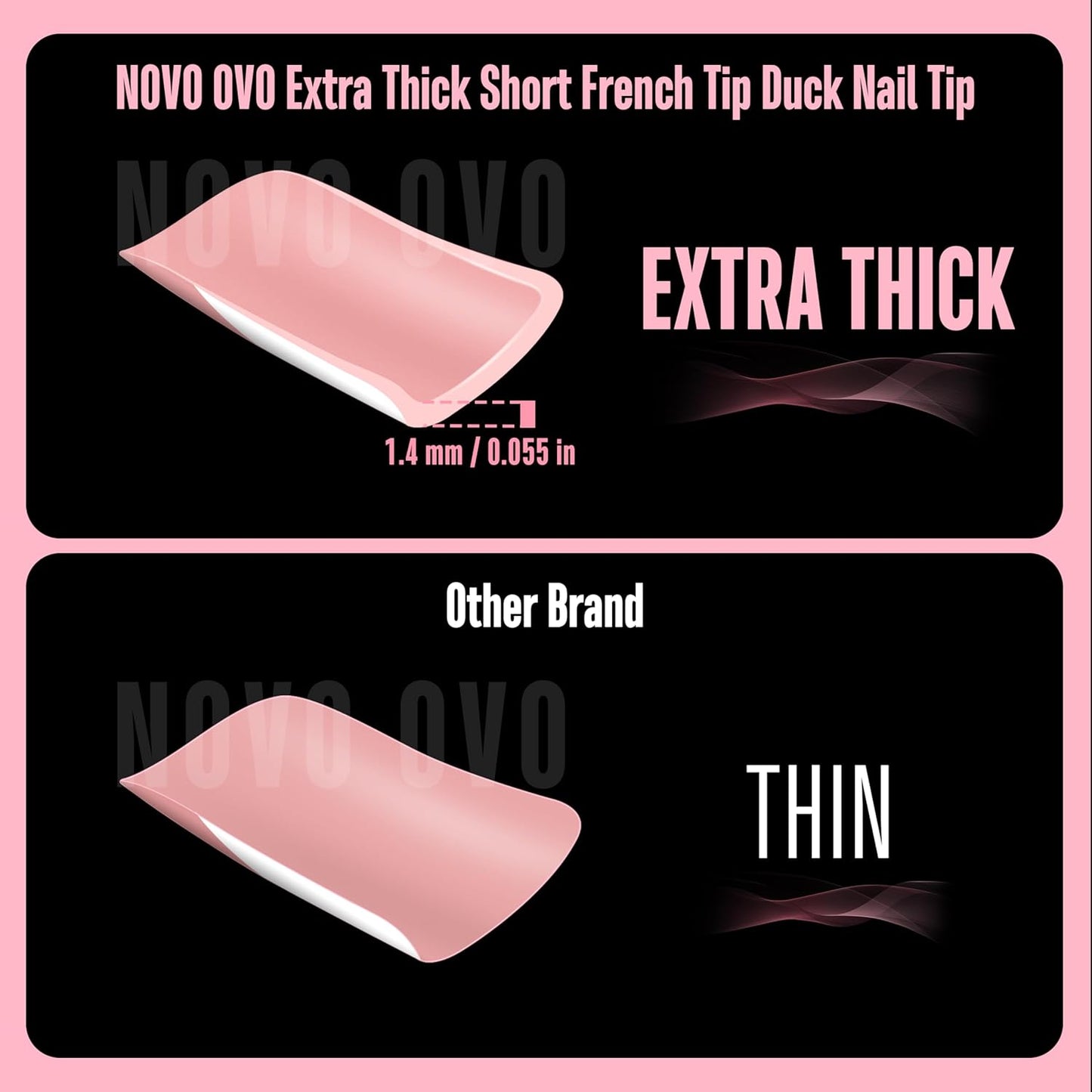 Duck Nails French Tip Baby Pink 12 Sizes 240 Pcs