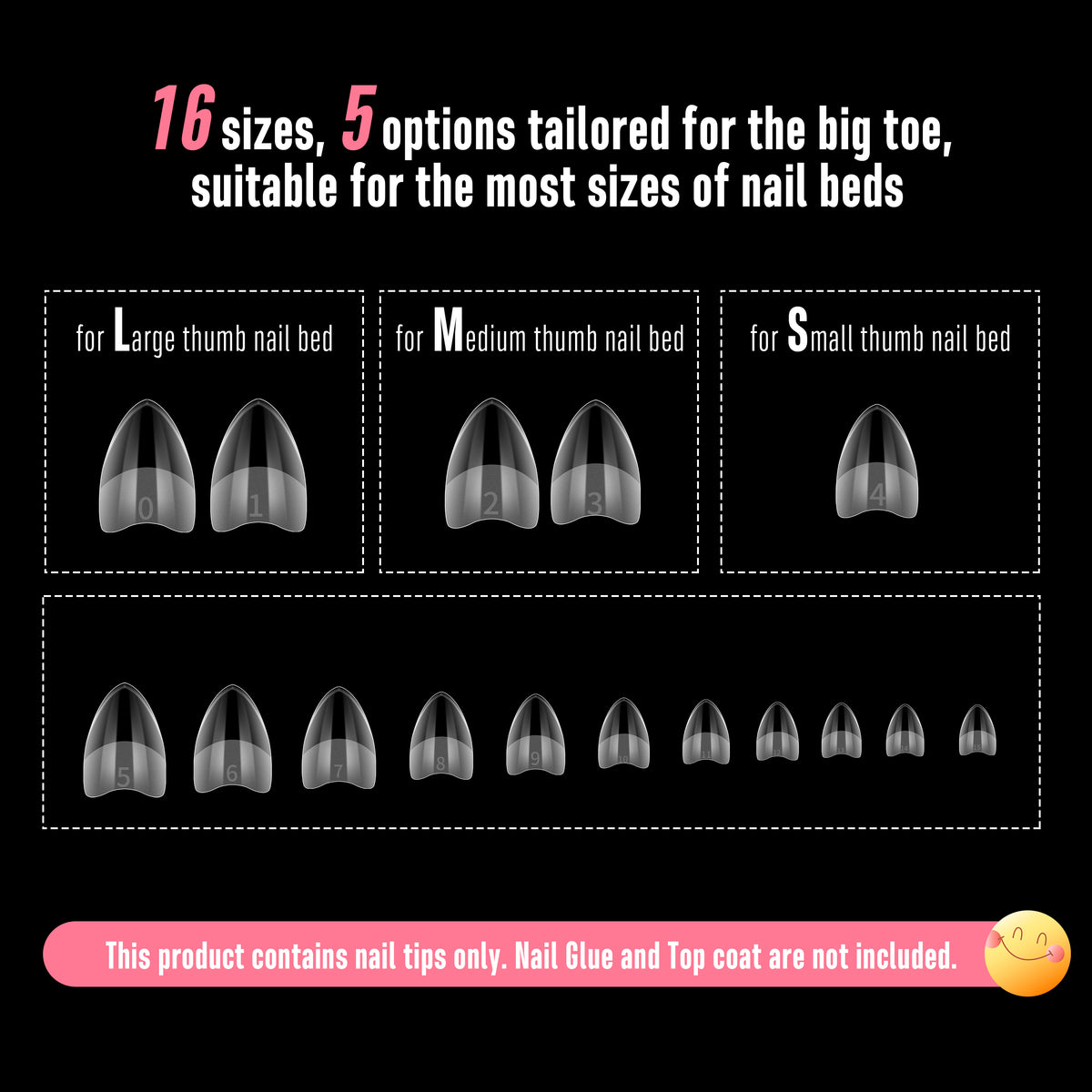 Half Cover Short Almond Clear Nail Tips 224