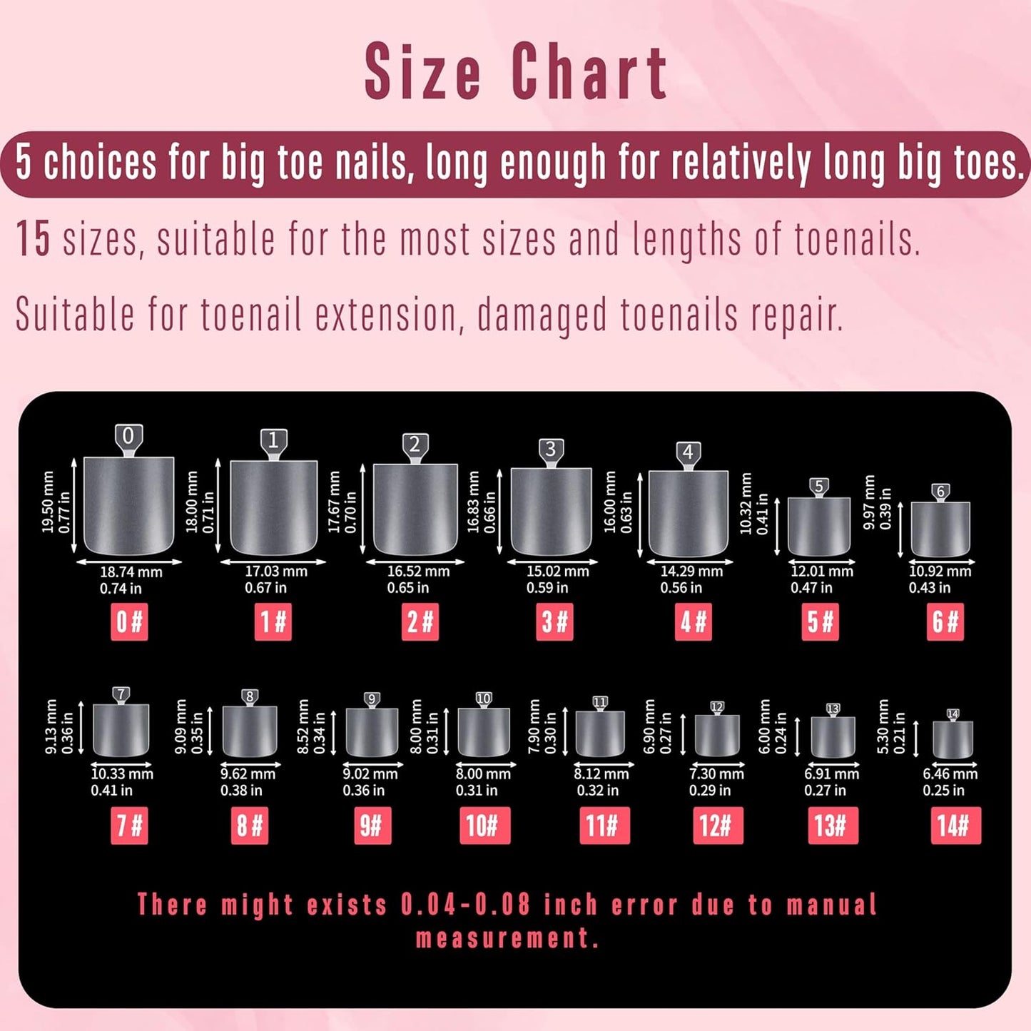 Sharp Square Toe Nail Clear 15 Sizes 360 Pcs