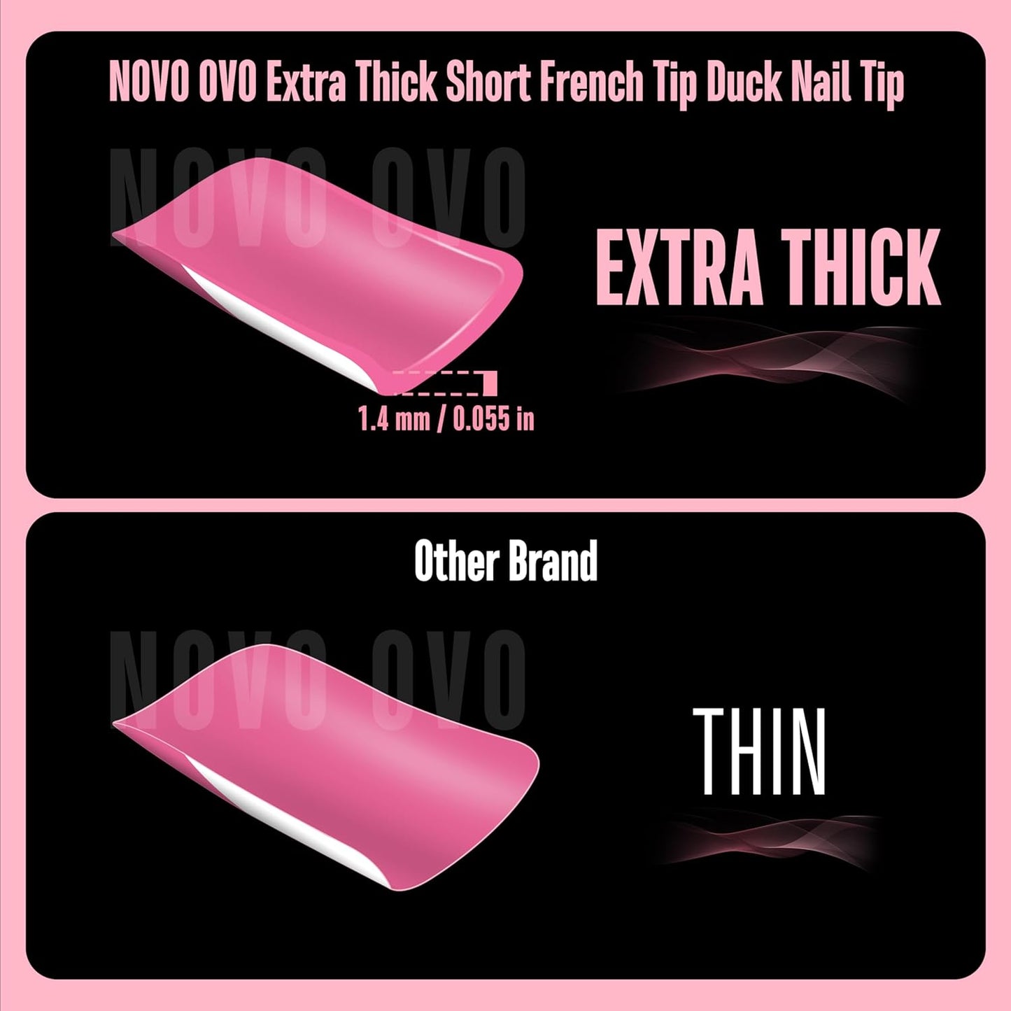 Short Duck Nails White French Tip Rose Pink