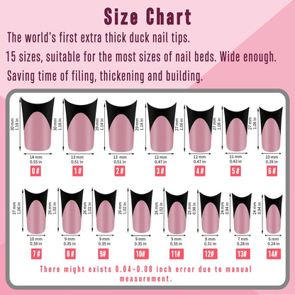 Halloween Black Duck Nails Medium Black French Tip
