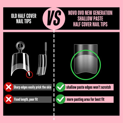 Half Cover Short Sharp Square Clear Nail Tips 224