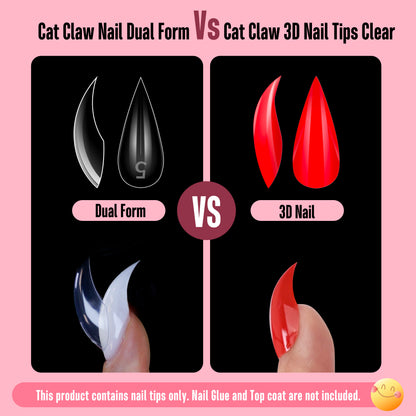 Cat Claw Short Curved Stiletto 3D Nail Tips Red 128