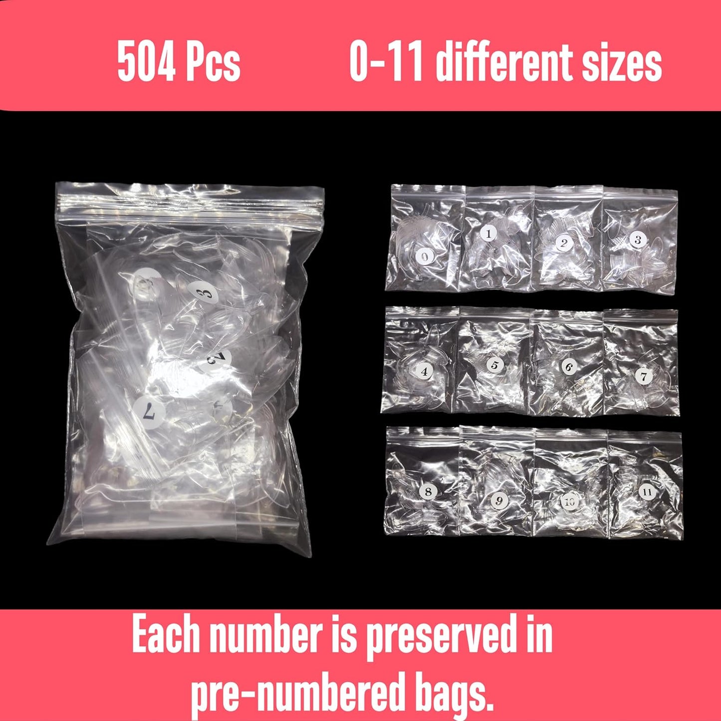 Long Eagle Claw Clear 12 Sizes 504 Pcs