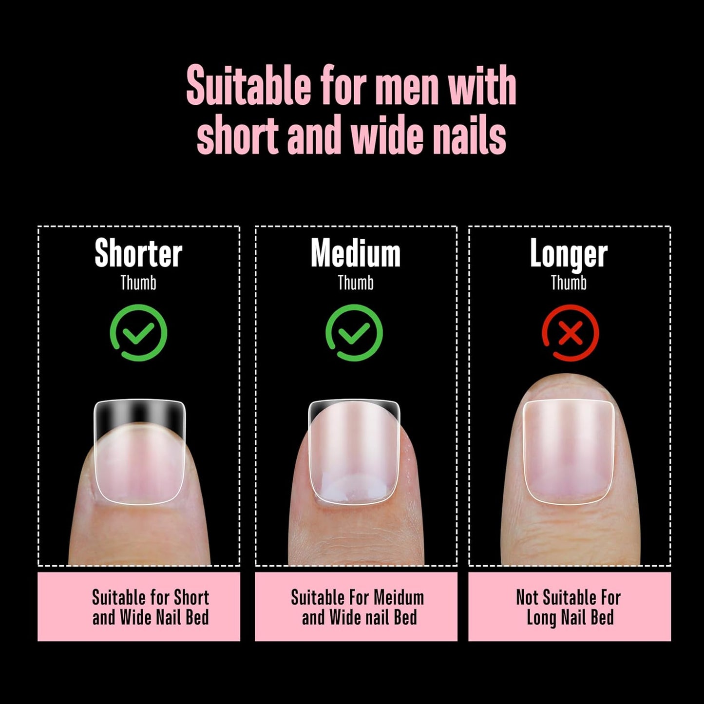 Nail Tips for Men Short Square Round