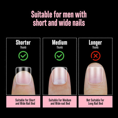 Nail Tips for Men Short Square Round