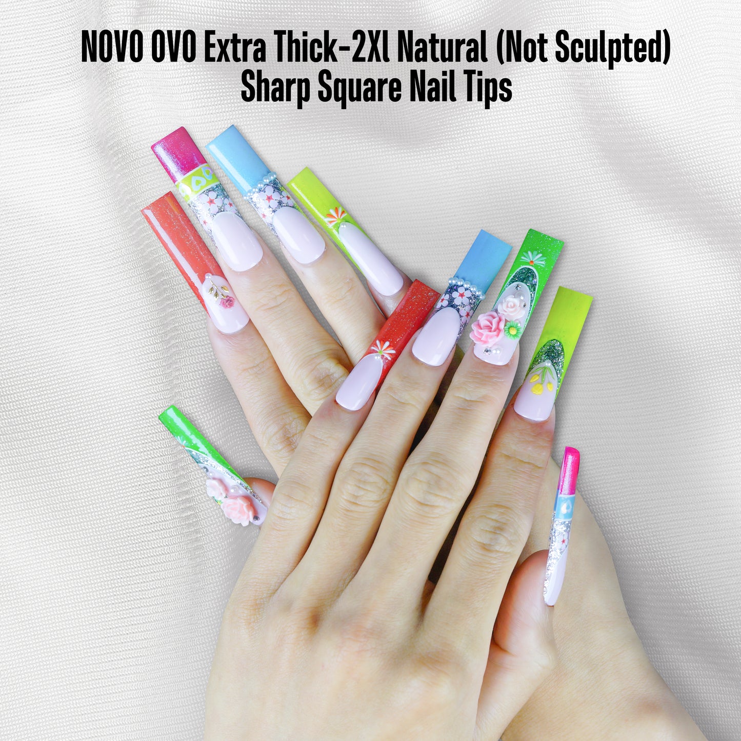 XXL Sharp Square Natural Nail Tips Extra Thick